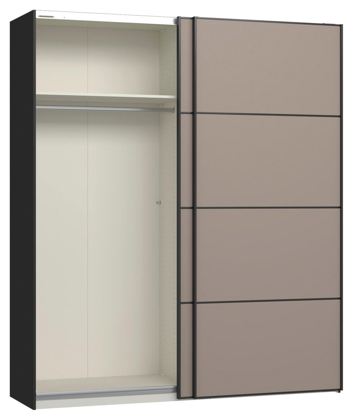SCHWEBETÜRENSCHRANK 203/236/65 cm 2-türig Hellbraun, Schwarz  - Hellbraun/Schwarz, Design, Holzwerkstoff/Metall (203/236/65cm) - Jutzler