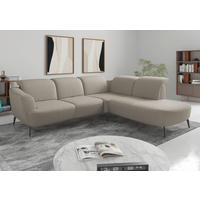 ECKSOFA in Flachgewebe Taupe  300/267 cm  - Taupe/Schwarz, KONVENTIONELL, Textil/Metall (300/267cm) - Sit & More