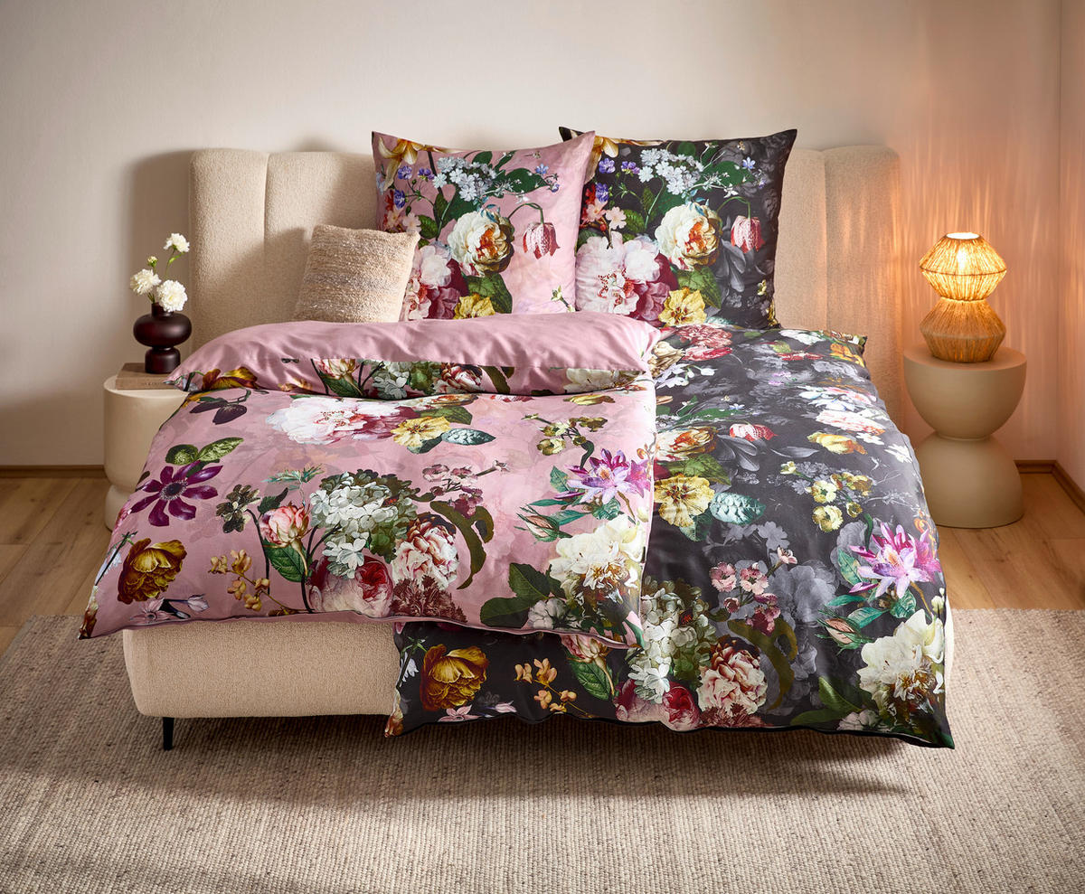 WENDEBETTWÄSCHE FLEUR Satin 135/200 cm  - Lila, KONVENTIONELL, Textil (135/200cm) - Essenza