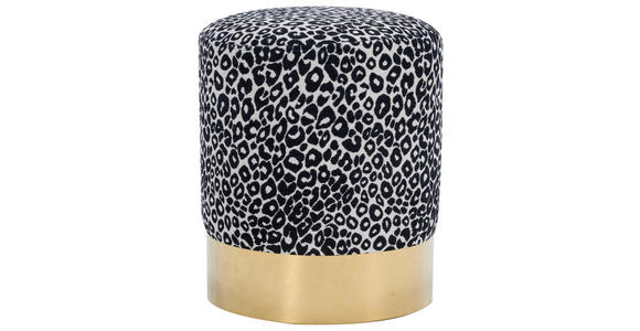 HOCKER in Holz, Metall, Textil Schwarz, Weiß, Goldfarben  - Goldfarben/Schwarz, KONVENTIONELL, Holz/Textil (35/42/35cm) - Xora