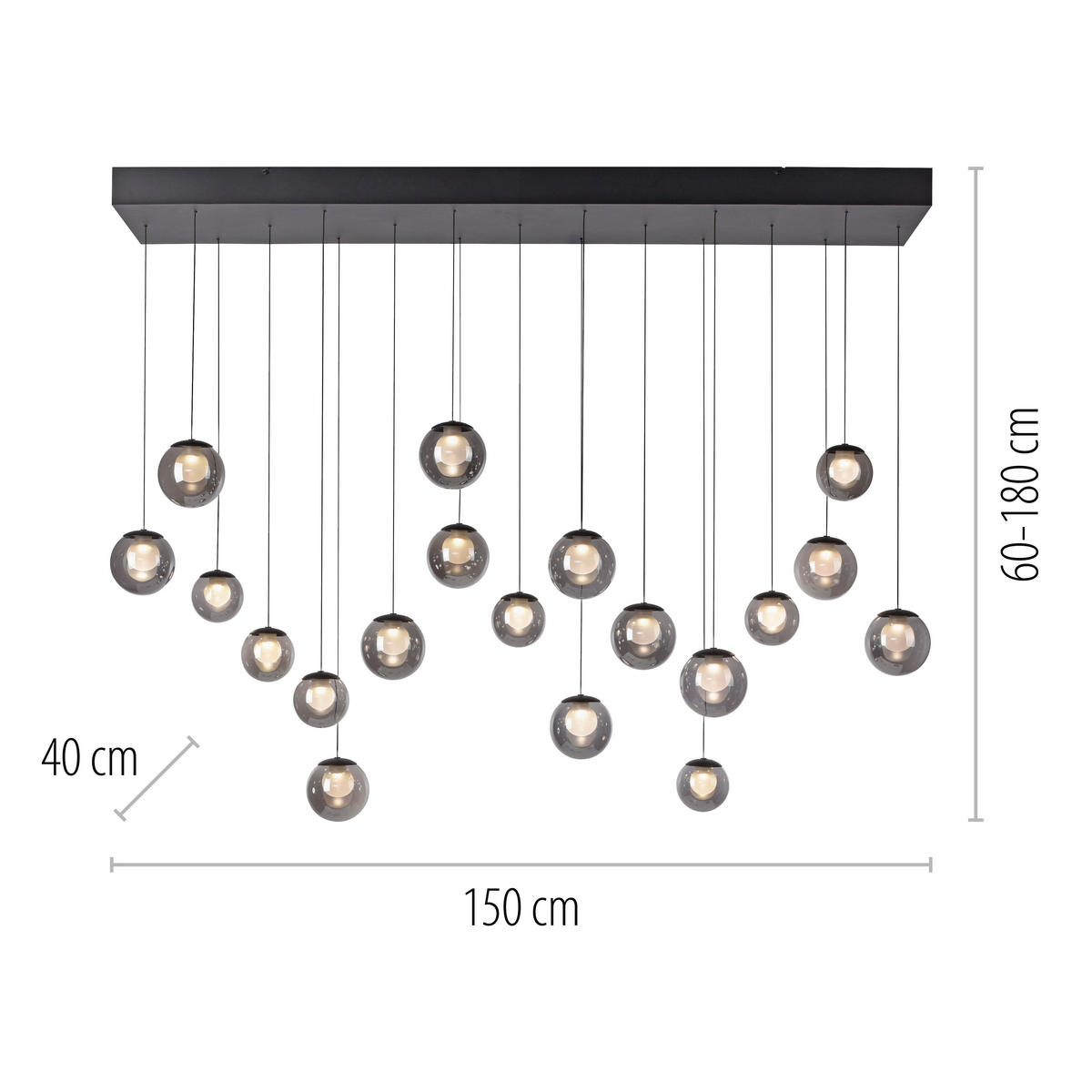 LED-PENDELLEUCHTE 150/40/180 cm   - Anthrazit, Design (150/40/180cm) - Neuhaus PURE