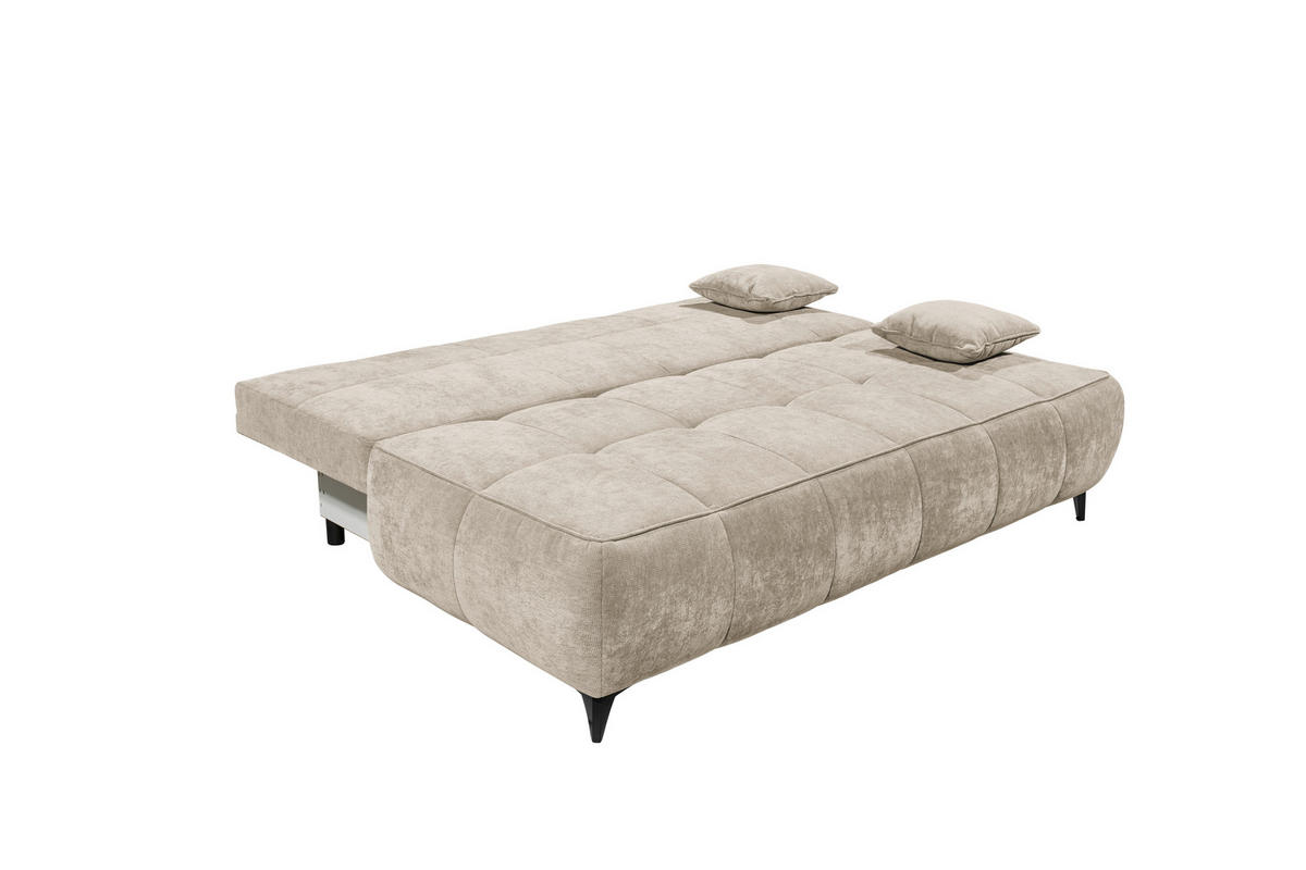 SCHLAFSOFA ELISA Webstoff Beige  inkl. Bettkasten  - Beige/Schwarz, MODERN, Kunststoff/Textil (215/96/106cm) - MID.YOU