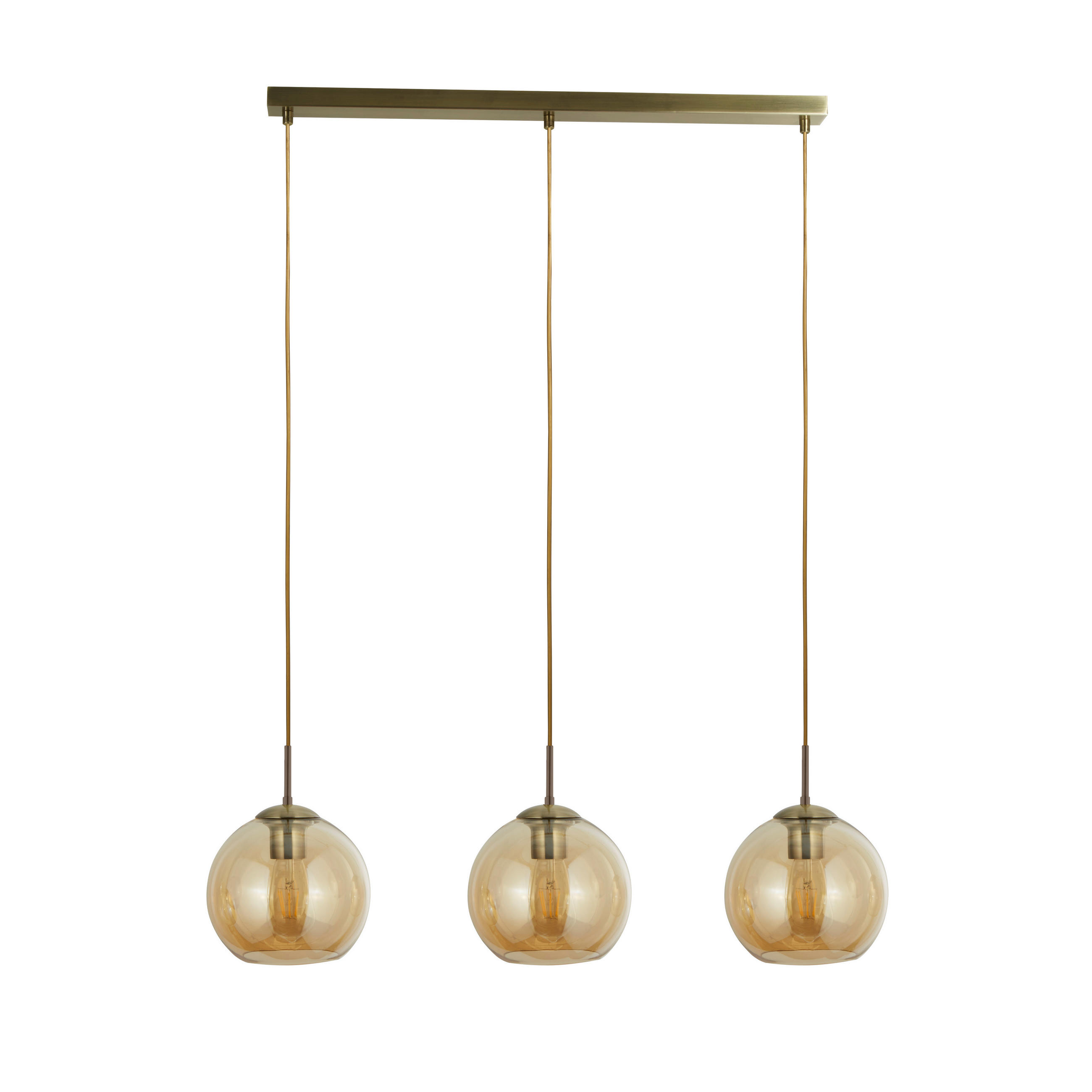 HÄNGELEUCHTE Balls 86/20/150 cm   - Messingfarben/Bernsteinfarben, KONVENTIONELL, Glas/Metall (86/20/150cm)