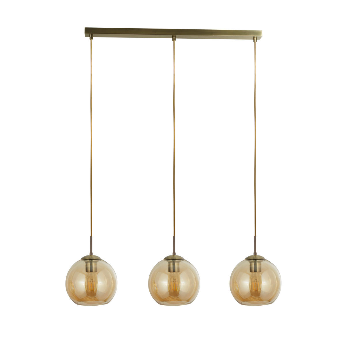 HÄNGLAMPA Balls 86/20/150 cm  - bärnstensfärgad/mässingsfärgad, Klassisk, metall/glas (86/20/150cm)