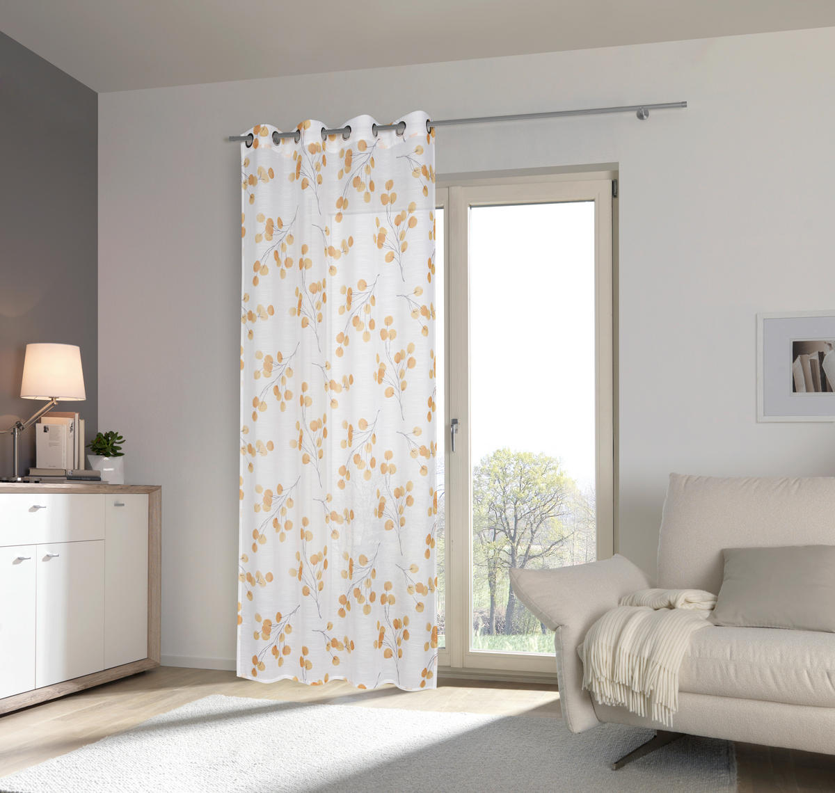 PERDEA CU INELE TIP CAPSĂ semitransparent  - galben, Konventionell, textil (135/245cm) - Esposa