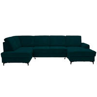 WOHNLANDSCHAFT in Flachgewebe Petrol  - Petrol/Schwarz, Konventionell, Textil/Metall (185/317/167cm) - Stylife
