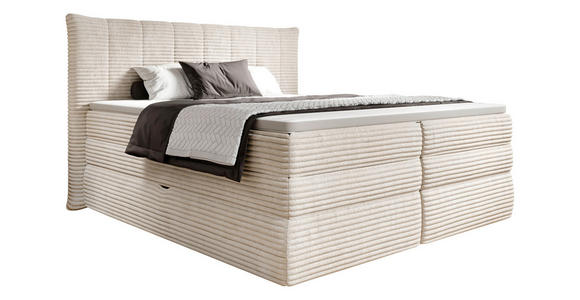 BOXSPRINGBETT 180/200 cm in Beige - Beige/Schwarz, MODERN, Kunststoff/Textil (180/200cm) - Esposa