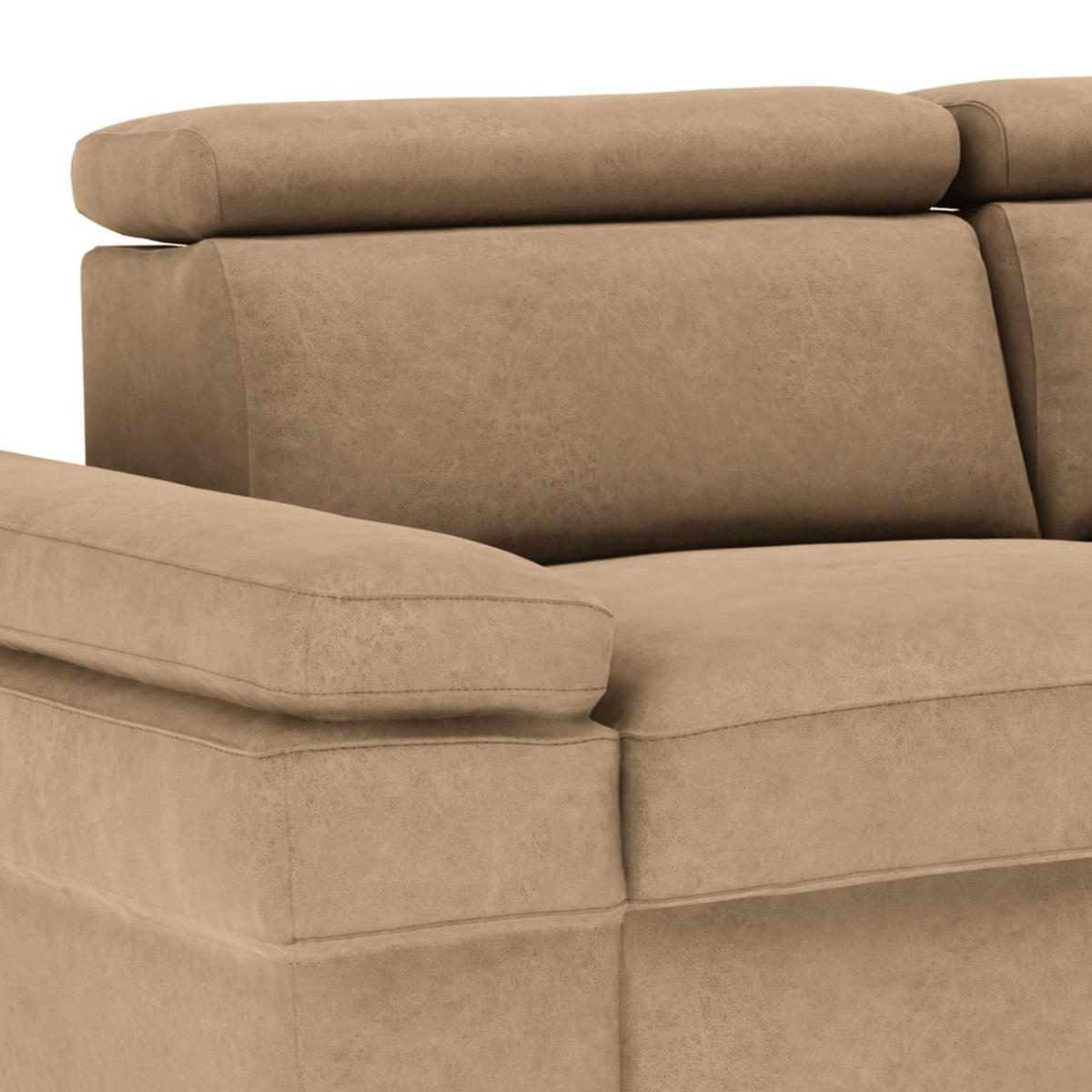 CANAPÉ D'ANGLE in Mikrofaser Sandfarben  - Sandfarben/Silberfarben, Konventionell, Textil/Metall (182/82/259cm) - Trendmanufaktur