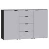 SIDEBOARD  in 135/87/43 cm  - Hellgrau/Schwarz, Design, Glas/Holzwerkstoff (135/87/43cm) - Jutzler