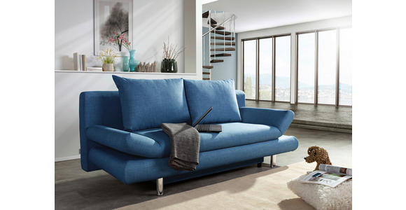 SCHLAFSOFA Flachgewebe Blau - Chromfarben/Blau, Design, Kunststoff/Textil (194/73/91cm) - Xora
