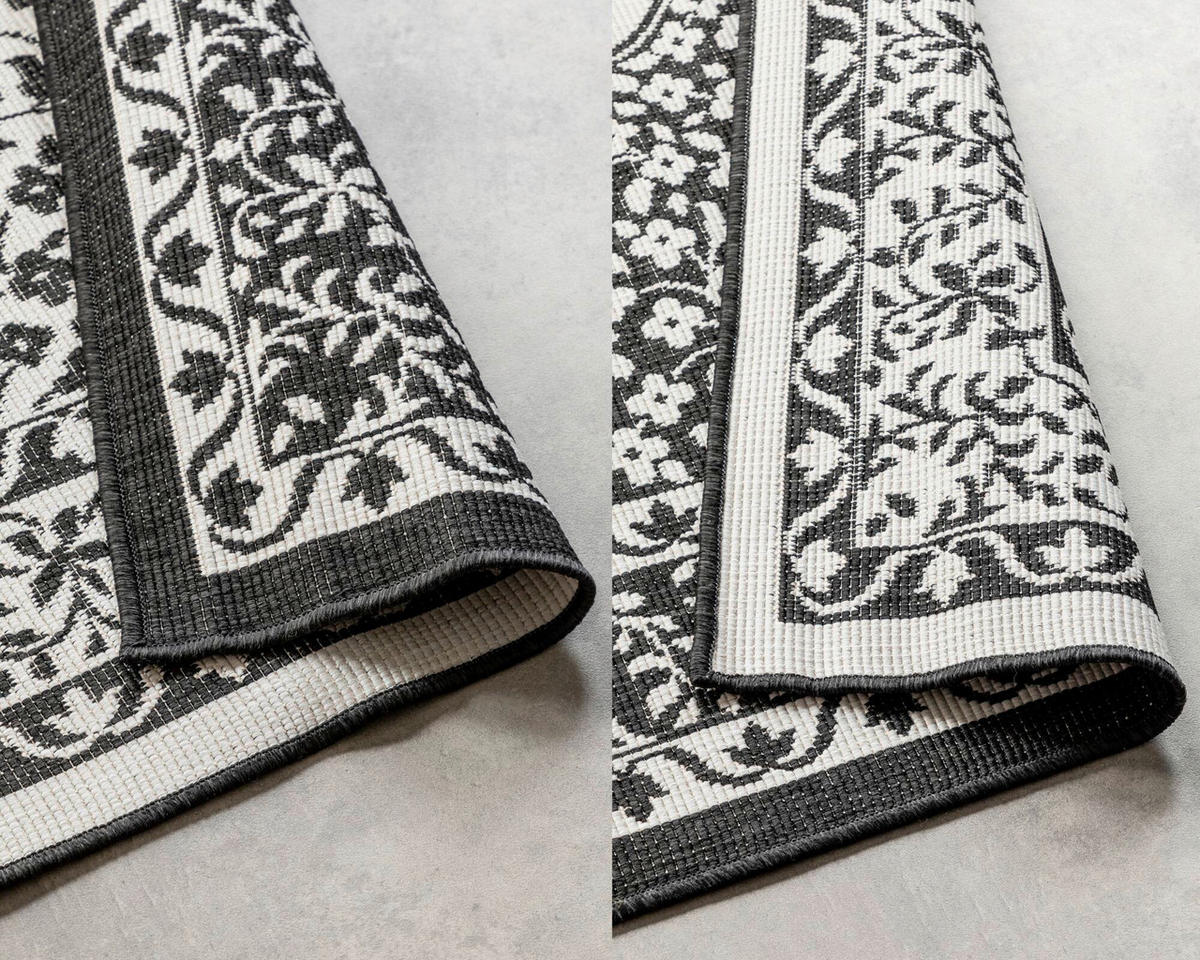 OUTDOORTEPPICH 200/290 cm Gemini Schwarz, Weiß  - Schwarz/Weiß, Design, Kunststoff (200/290cm)