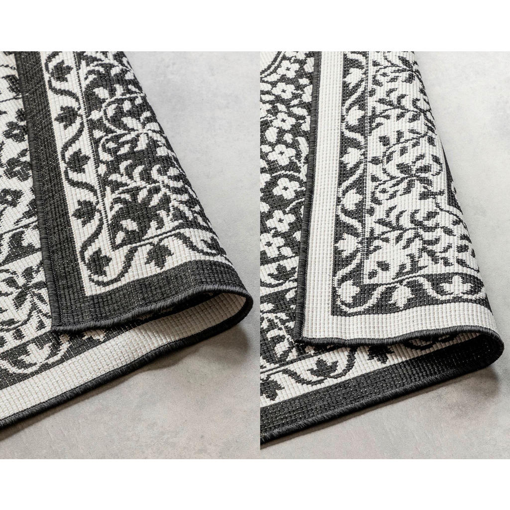 Thumbnail - Xxxl Outdoorteppich Gemini, Schwarz, Weiß, Kunststoff, orientalisch, rechteckig, 80x150 cm, Oeko-Tex® Standard 100, für ...