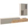 WOHNWAND 2-teilig  in Taupe, Wildeiche  288/194/45 cm  - Taupe/Wildeiche, Design, Glas/Holz (288/194/45cm) - Voglauer