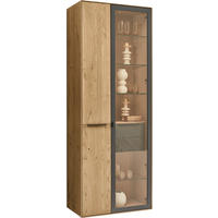 VITRINE Anthrazit, Kastanienfarben  77/205,5/39,5 cm  - Kastanienfarben/Anthrazit, Natur, Glas/Holz (77/205,5/39,5cm) - Valnatura