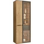 VITRINE Anthrazit, Kastanienfarben  77/205,5/39,5 cm  - Kastanienfarben/Anthrazit, Natur, Glas/Holz (77/205,5/39,5cm) - Valnatura