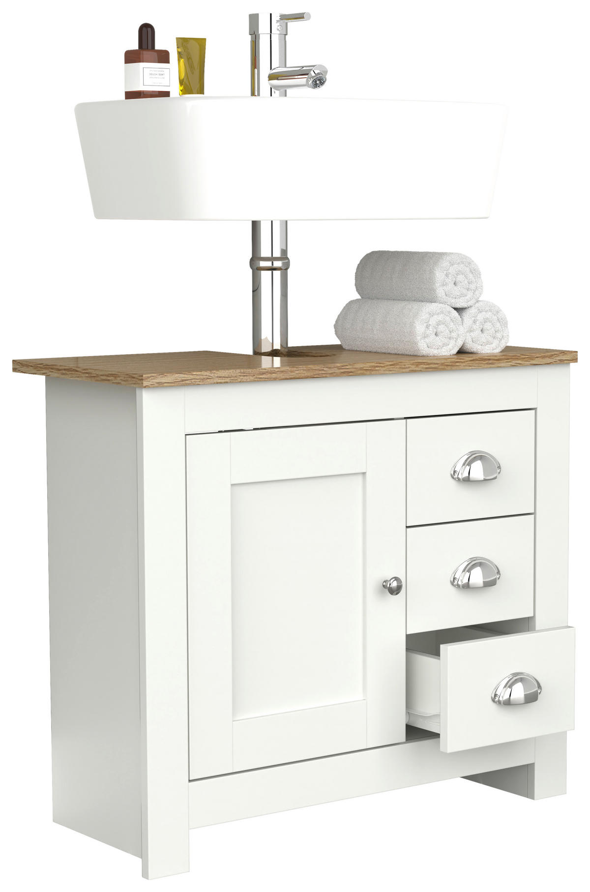 WASCHBECKENUNTERSCHRANK 65/58/30 cm  - Honigeiche/Eichefarben, MODERN, Holzwerkstoff/Metall (65/58/30cm) - MID.YOU