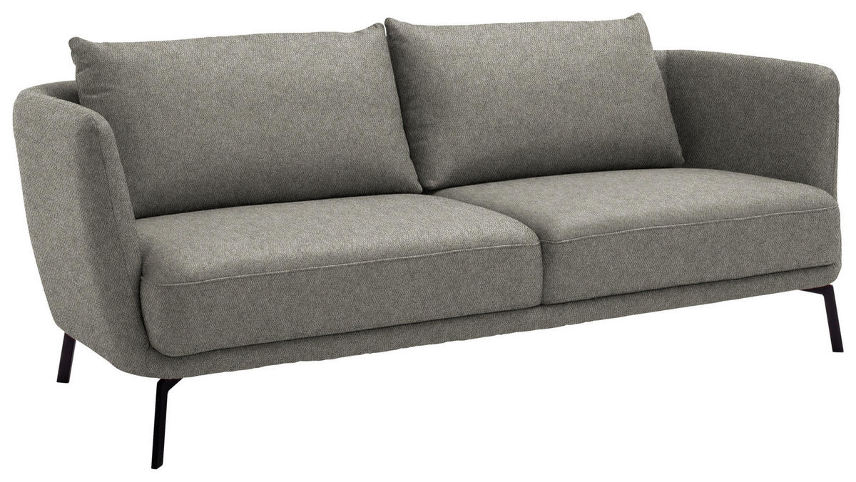3-SITZER-SOFA Flachgewebe Alufarben  - Schwarz/Alufarben, Design, Textil/Metall (210/71/91cm) - Schöner Wohnen