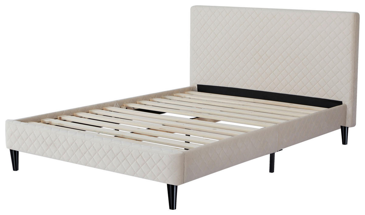 POLSTERBETT Lattenrost 140/200 cm  in Beige  - Beige/Schwarz, Design, Holz/Kunststoff (140/200cm) - Boxxx