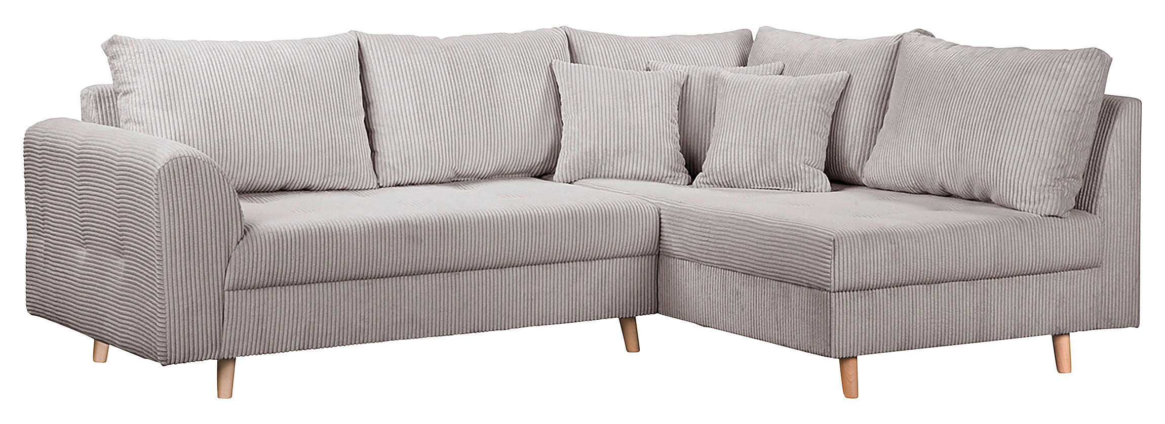 ECKSOFA Cord Grau  - Naturfarben/Grau, Design, Holz/Textil (231/161cm) - P & B
