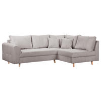 ECKSOFA Ariella Grau Cord  - Naturfarben/Grau, Design, Holz/Textil (231/161cm) - P & B