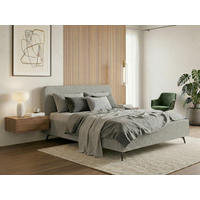 POLSTERBETT 180/200 cm,  in Grau,  - Schwarz/Grau, MODERN, Holz/Textil (180/200cm) - MID.YOU