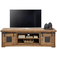 TV-BÄNK  i 160/50/45 cm  - svart/naturfärgad, Klassisk, metall/trämaterial (160/50/45cm) - Landscape