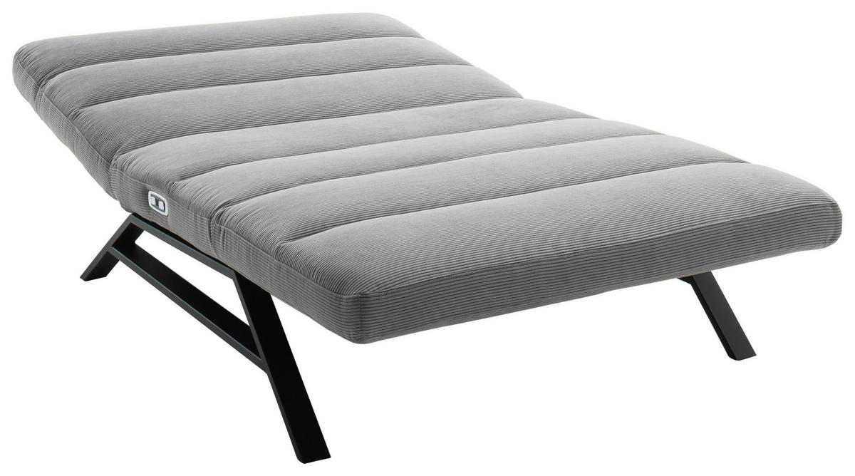 RELAXLIEGE in Feincord Grau  - Schwarz/Grau, Design, Textil/Metall (120/54-113/158-198cm) - Pure Home Lifestyle