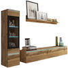 WOHNWAND 3-teilig  in Eiche Wotan  210/130/33 cm  - Eiche Wotan/Grau, LIFESTYLE, Glas/Holzwerkstoff (210/130/33cm) - P & B