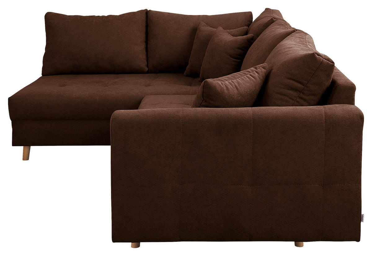 ECKSOFA Ariella in Mikrofaser Dunkelbraun  161/231 cm  - Dunkelbraun/Naturfarben, Design, Holz/Textil (161/231cm) - Livetastic