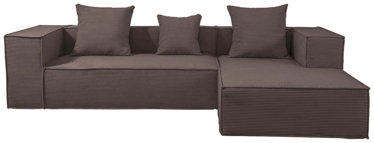 ECKSOFA in Cord Braun   - Braun, Design, Textil (270/60/100cm) - P & B