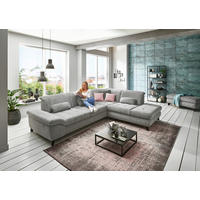 ECKSOFA in Webstoff Grau  319/260 cm  - Chromfarben/Grau, Design, Textil/Metall (319/260cm) - Beldomo Style