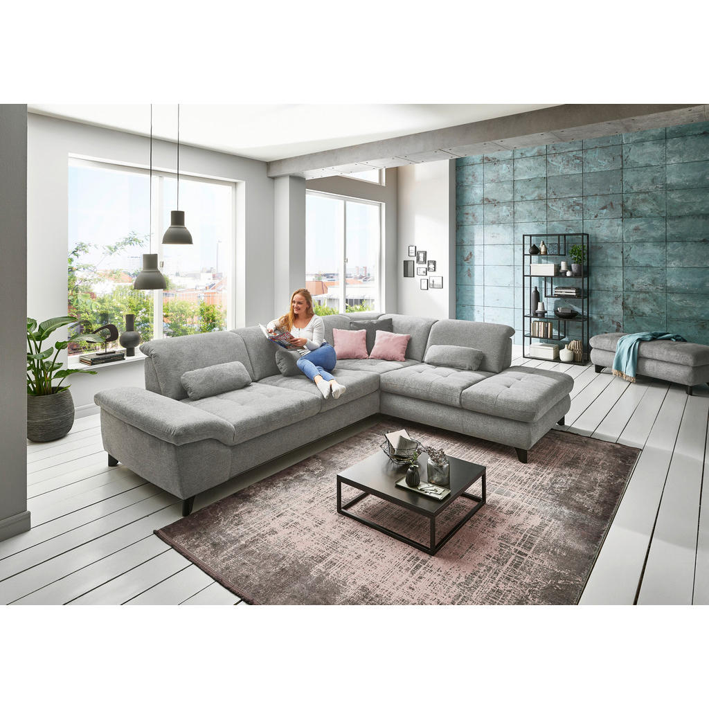 Thumbnail - Beldomo Style Ecksofa, Grau, Textil, 5-Sitzer, Ottomane links, L-Form, 319x260 cm, seitenverkehrt erhältlich, Bettfunkti...