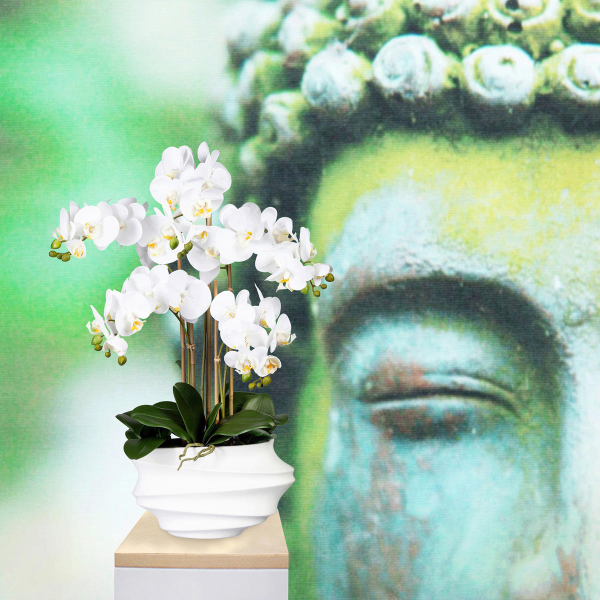 KUNSTBLUME Orchidee  - Weiß/Braun, Trend, Kunststoff (75cm)