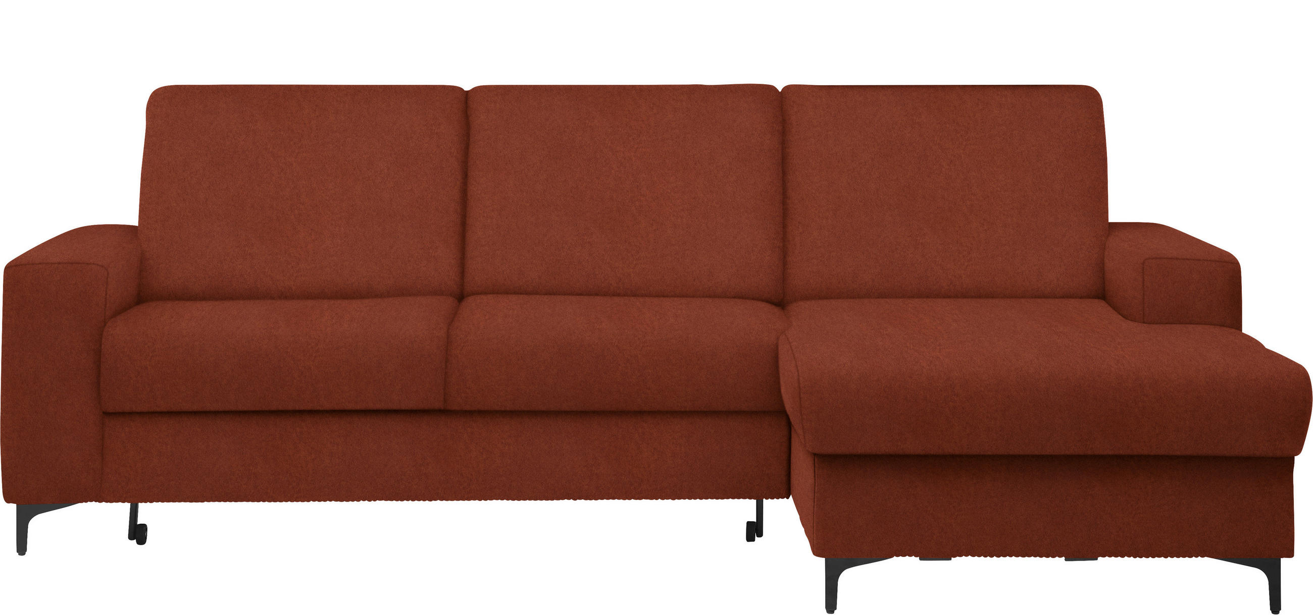 ECKSOFA in Velours Rostfarben  - Rostfarben/Schwarz, Konventionell, Textil/Metall (247/167cm) - Stylife