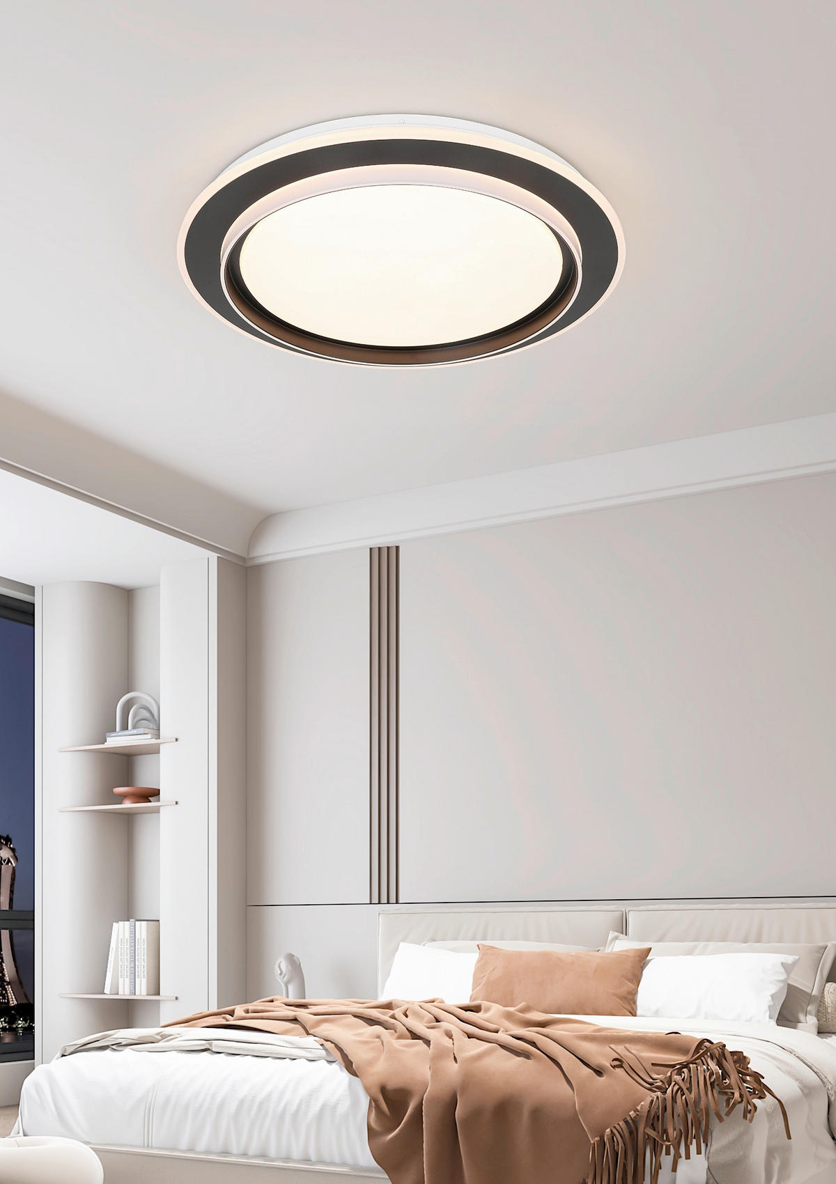 LED PLAFONJERA  - bela/crna, Trendi, metal/plastika (49/6cm) - Novel