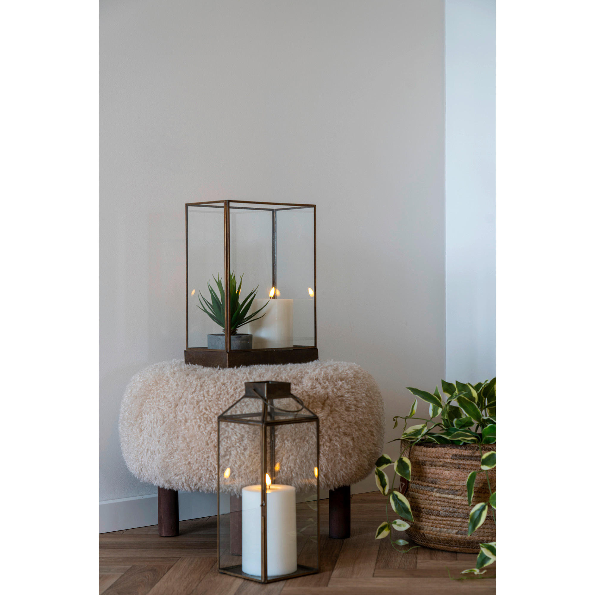 LATERNE  - Orange, Design, Glas/Metall (15/36.5/25cm)