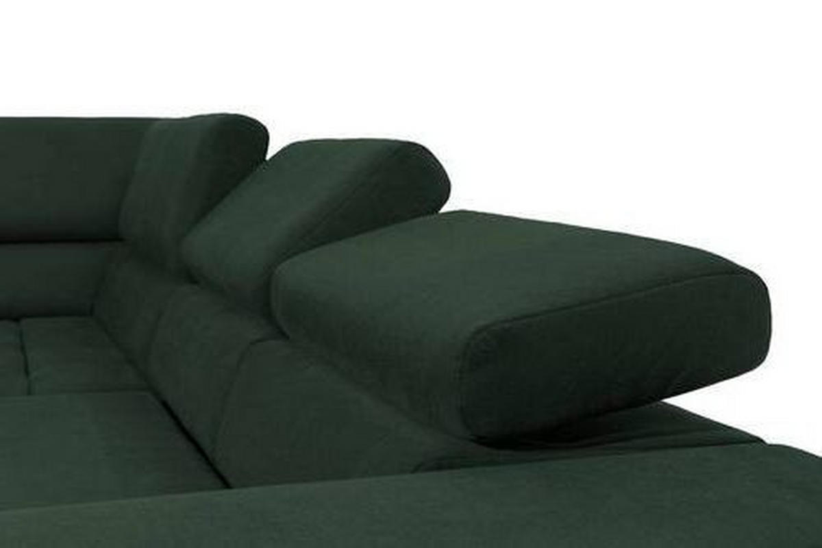 ECKSCHLAFSOFA in Velours Grün  - Schwarz/Grün, Design, Holz/Textil (201/307cm) - Livetastic