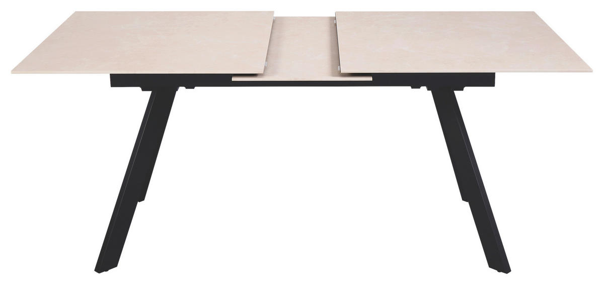 ESSTISCH 160-205/90/76 cm  Metall, Keramik ausziehbar rechteckig Schwarz, Beige  - Beige/Schwarz, Design, Keramik/Metall (160-205/90/76cm) - Novel