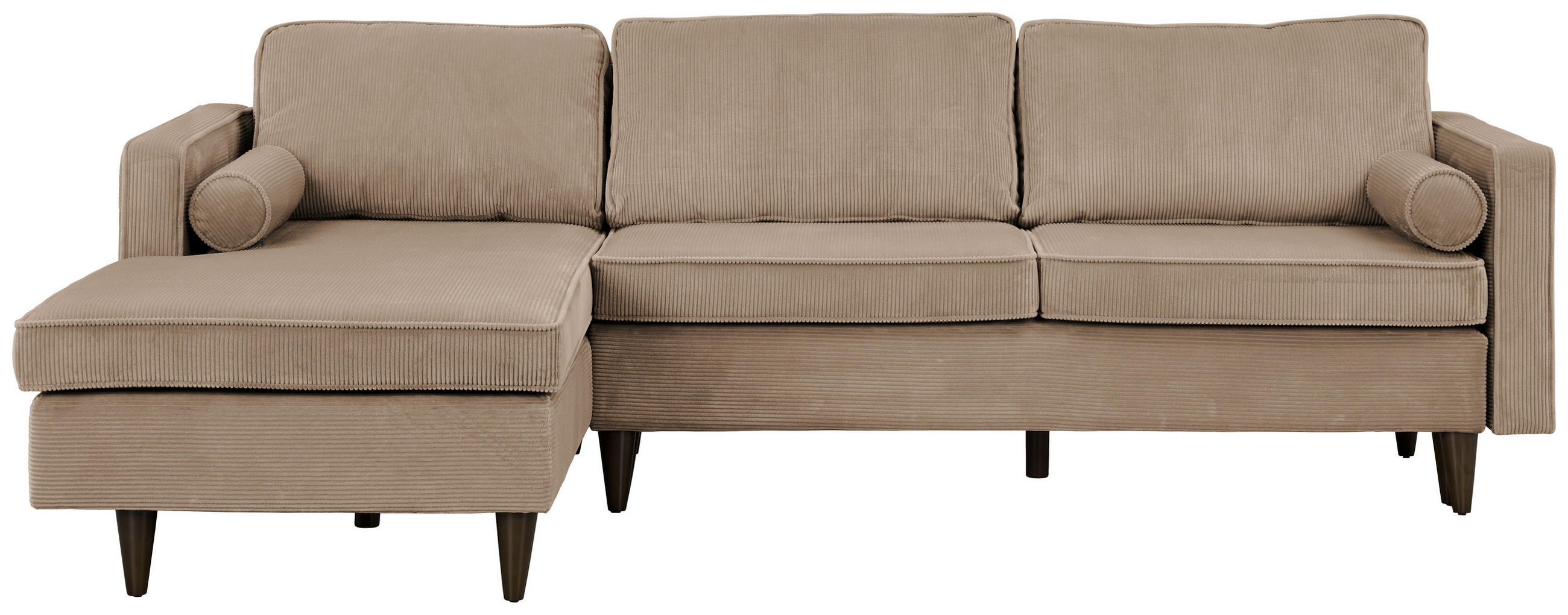 ECKSOFA 178/261 cm  in Cord Hellbraun Rückenkissen, Kissenrolle, Sitzvorzug  178/261 cm  - Hellbraun/Eichefarben, MODERN, Holz/Textil (178/261cm) - Carryhome