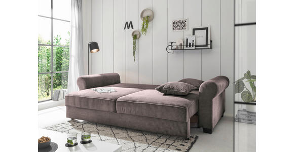 SCHLAFSOFA Cord Braun  - Schwarz/Braun, KONVENTIONELL, Kunststoff/Textil (250/95/125cm) - Hom`in