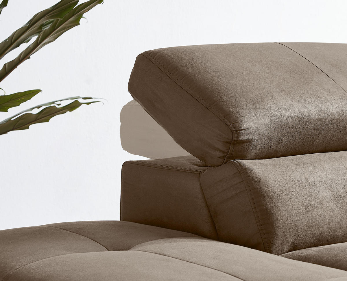 ECKSOFA in Lederlook Rotbraun  - Rotbraun/Schwarz, Natur, Holz/Textil (226/282cm) - Novel