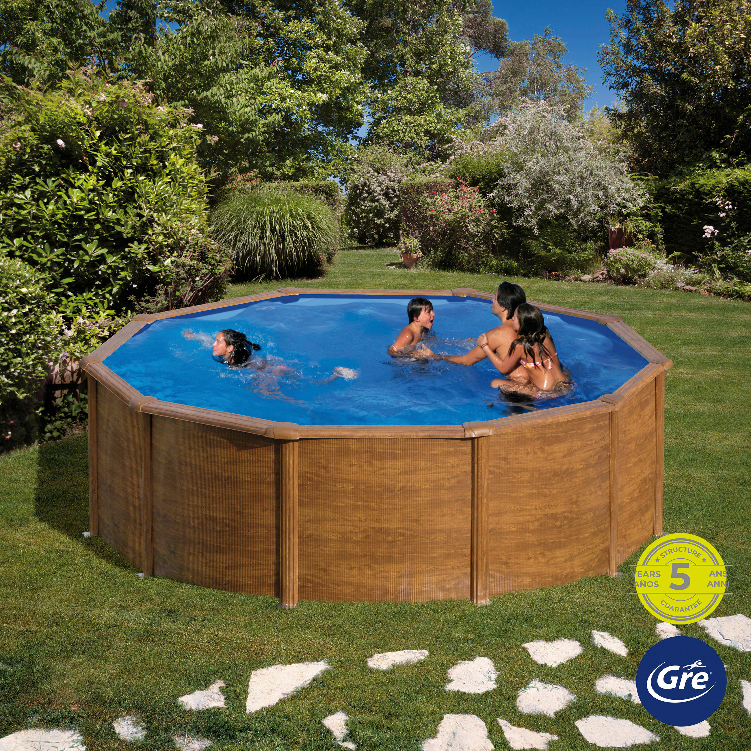 POOL-SET KIT460WQGRE 460/120 cm  - Kieferfarben, KONVENTIONELL, Metall (460/120cm) - Gre