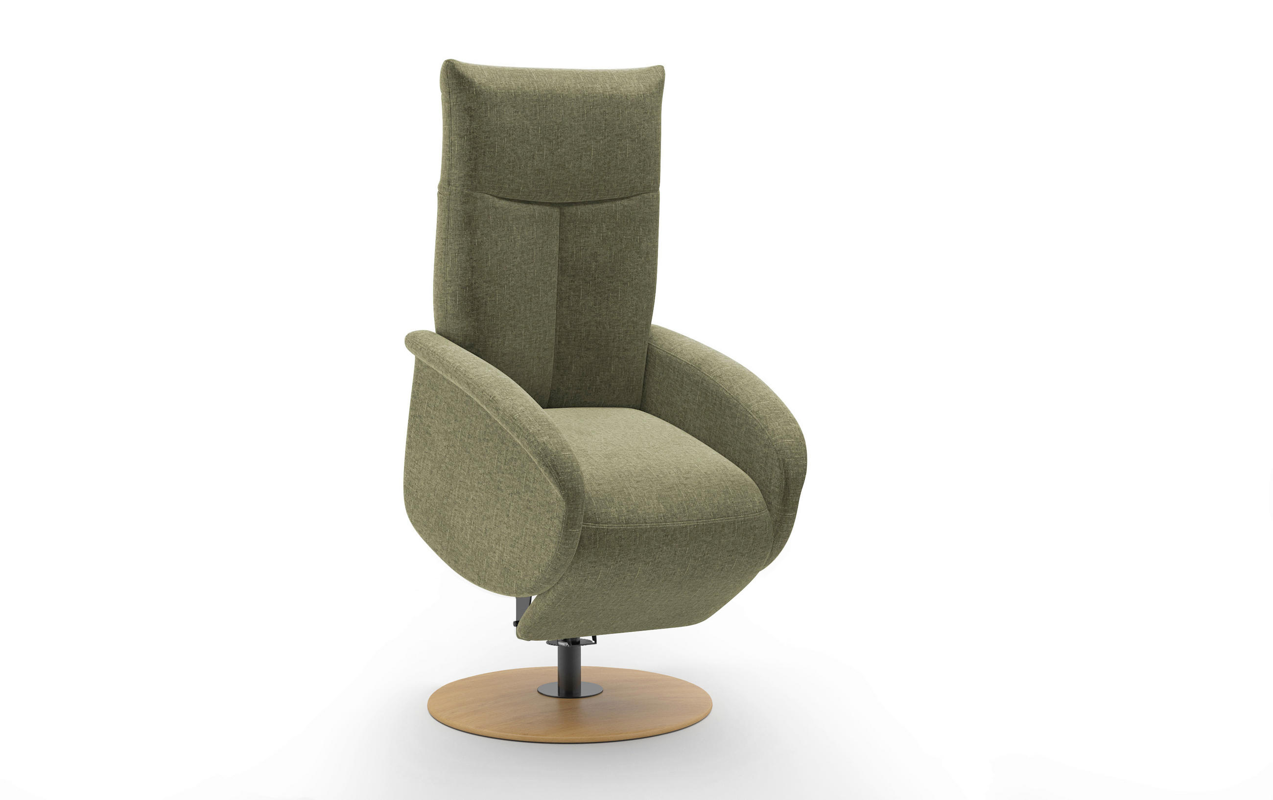 RELAXSESSEL GLENDALE E Flachgewebe Kopfteilverstellung, Rücken echt    - Eichefarben/Hellgrün, KONVENTIONELL, Holzwerkstoff/Textil (75/112/82cm) - Sit & More