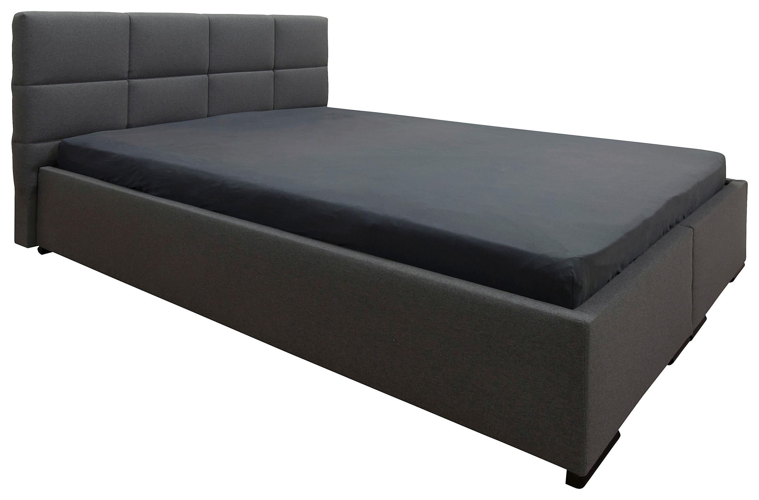 OBLAZINJENA POSTELJA   x  , tekstil, leseni material siva  - črna/siva, Konvencionalno, kovina/tekstil (160/200cm) - Hom`in