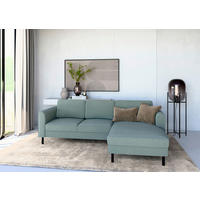 ECKSOFA  in Struktur Mintgrün  232/161 cm  - Schwarz/Mintgrün, MODERN, Textil/Metall (232/161cm) - Trendmanufaktur