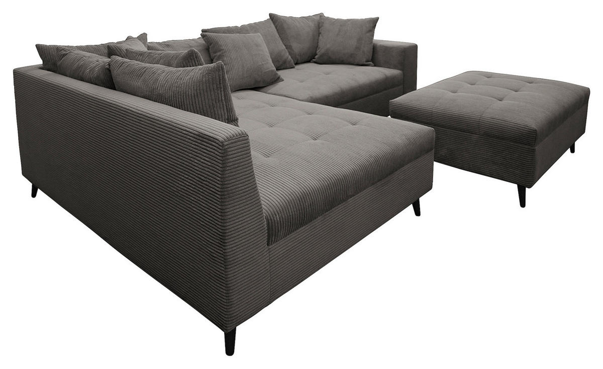 KUTNA GARNITURA tekstil  siva   - siva/crna, Design, tekstil/drvo (174/247cm) - MID.YOU
