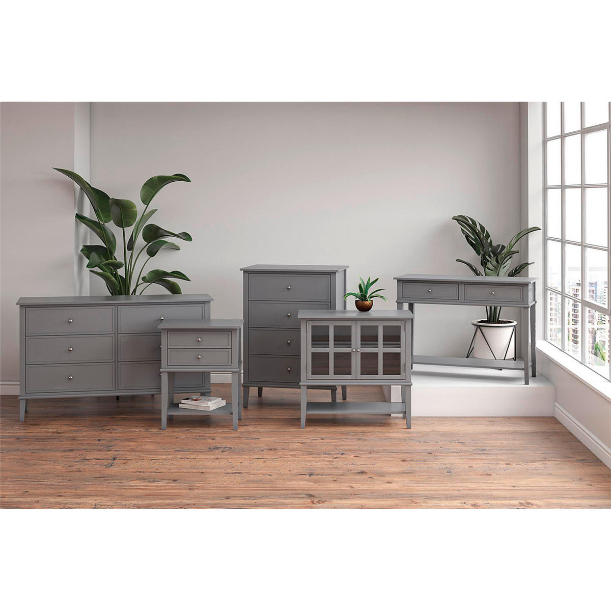BEISTELLTISCH 55/39/71 cm Grau rechteckig  - Silberfarben/Grau, Design, Holz/Holzwerkstoff (55/39/71cm) - MID.YOU