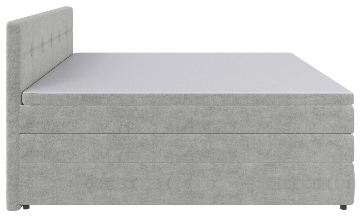 BOXSPRINGBETT 180/200 cm  in Hellgrau  - Hellgrau/Schwarz, Konventionell, Kunststoff/Textil (180/200cm) - Carryhome