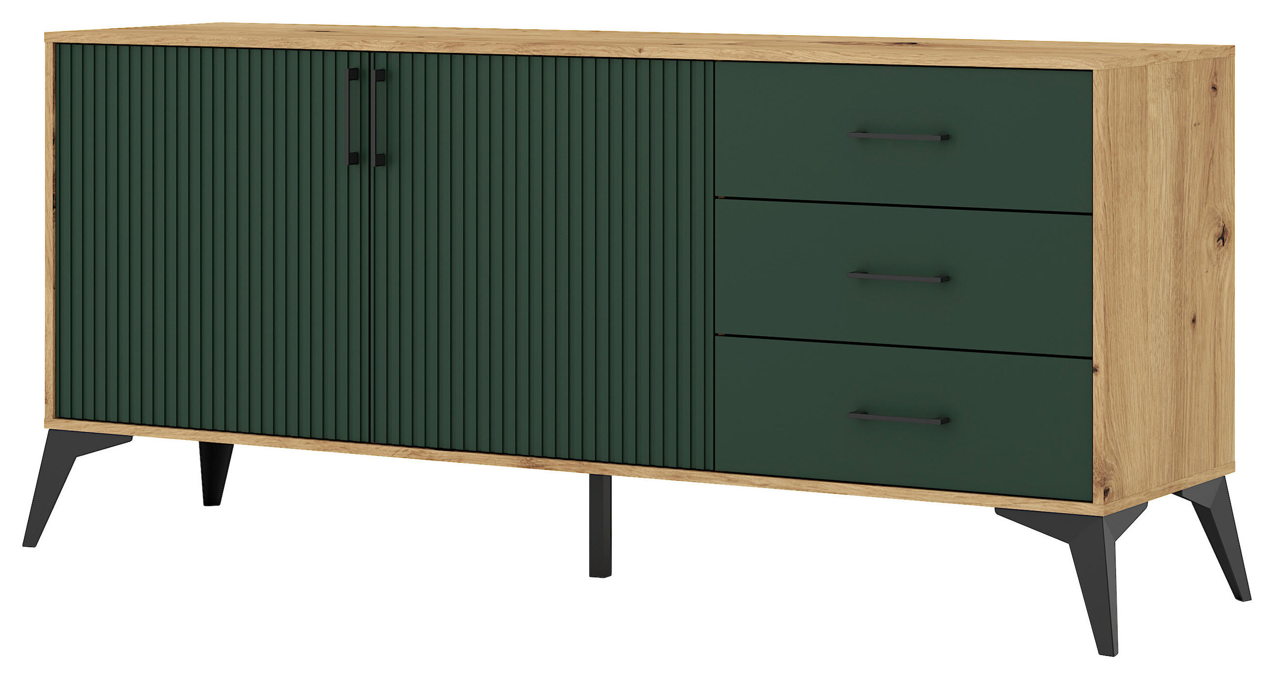 SIDEBOARD  in 164,5/78,4/42 cm  - Dunkelgrün/Schwarz, Design, Holzwerkstoff/Metall (164,5/78,4/42cm) - Boxxx