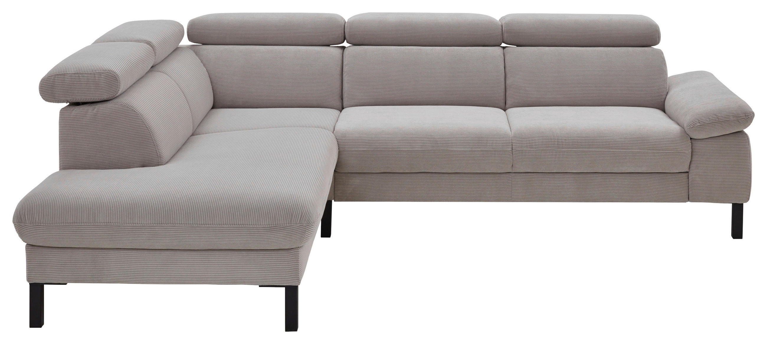 ECKSOFA in Cord Grau  - Schwarz/Grau, Design, Holzwerkstoff/Textil (217/272cm) - Pure Home Comfort